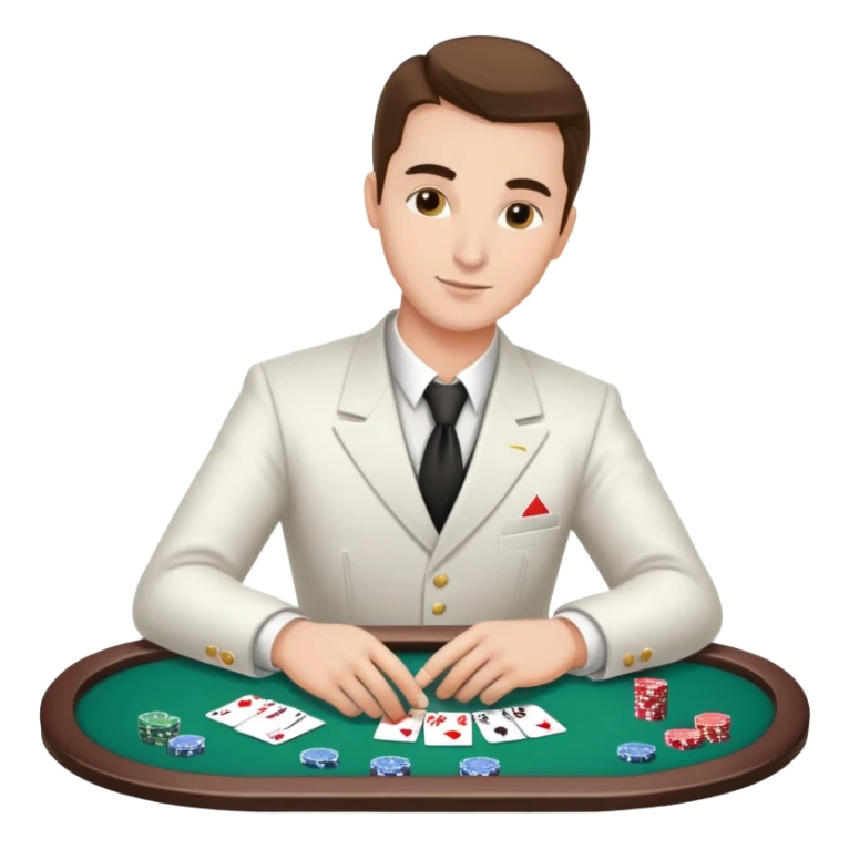 Casino croupier in formal uniform dealing cards at a poker table sticker