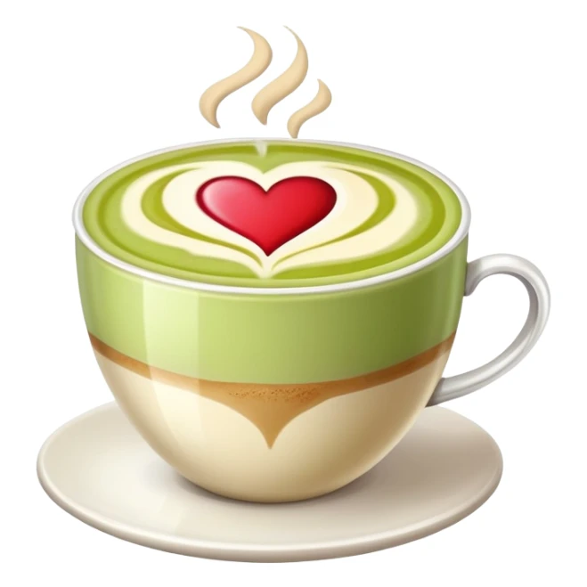 pistachio latte with heart art sticker