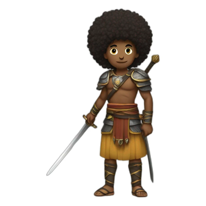 Hadandawian warrior with Afro and sword gazing away sticker