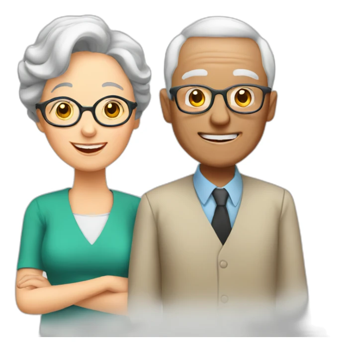 Seniors together with older lady teacher sticker