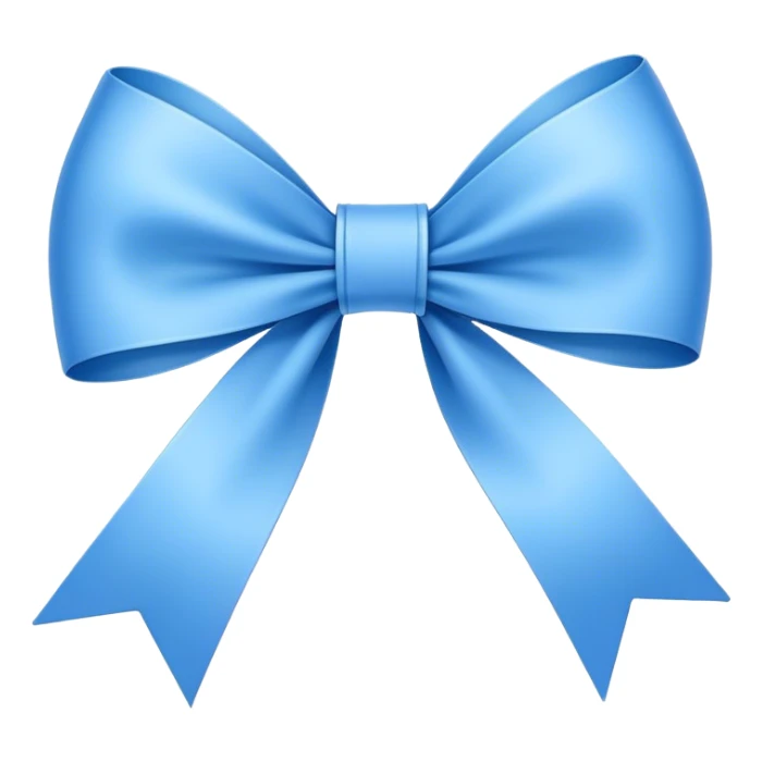 Super ultra-thin and stretched ribbon bow, as narrow as possible, single loop, no extra loops, no fluffy or rounded shapes, only one long and sleek ribbon, delicate, minimalist, NO DOUBLE LOOPS, NO THICKNESS, ONLY A SINGLE SLIM LINE blue sticker
