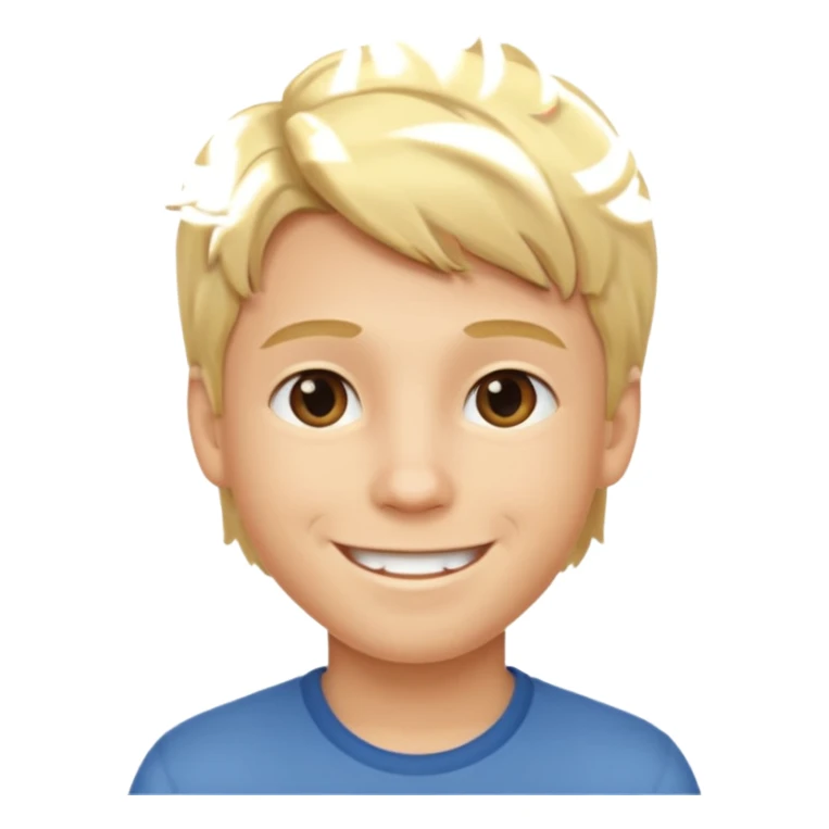 A smiling boy with blonde hair sticker