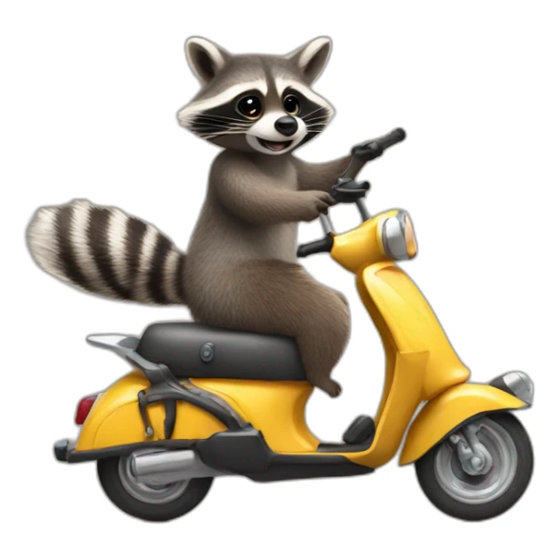 raccoon giving a ride to bunny both on a scooter sticker