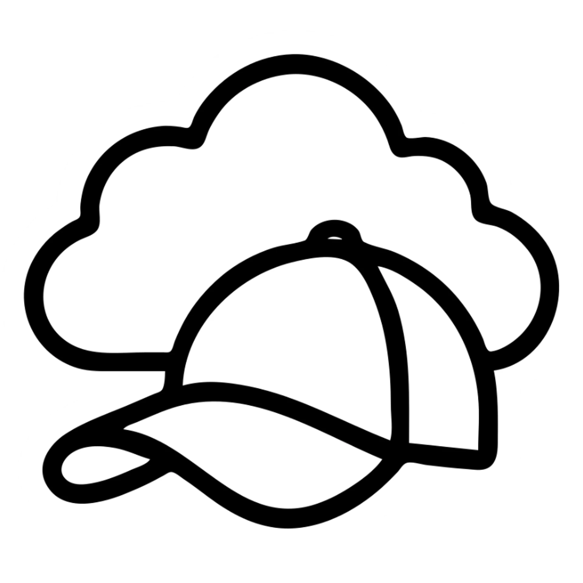 red cap in front of a dark stormcloud, design asset, no text, visually striking, icon style, bold contrast, high contrast sticker