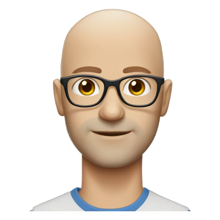 a bald man with blue eyes wearing glasses in naturo clothes sticker