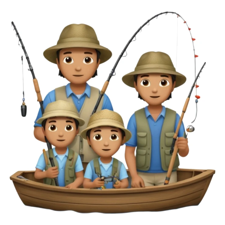 Father and sons fishing on a boat sticker