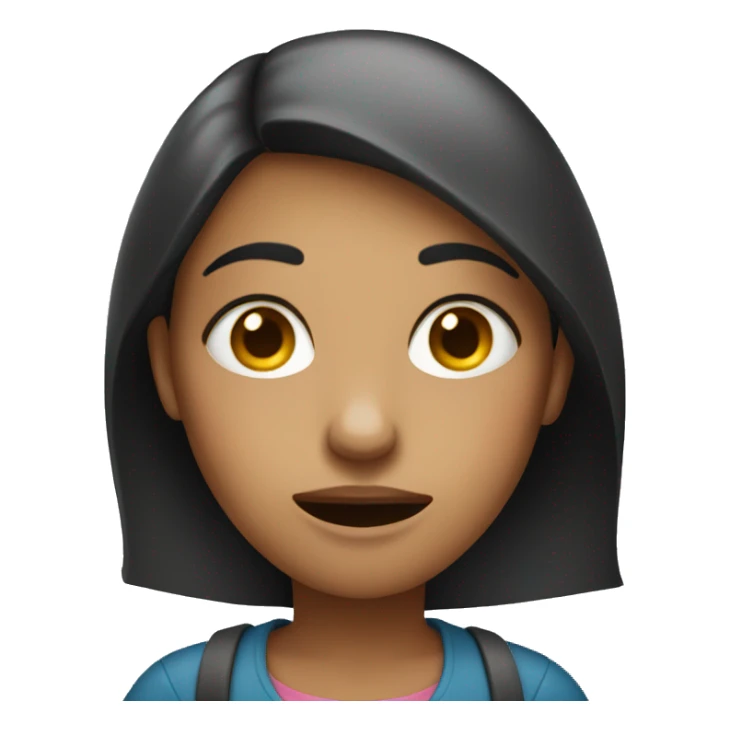 a girl with a phone in her hands with a boring face sticker