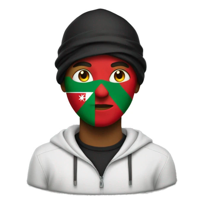 hacker wearing black with Oman flag color  sticker