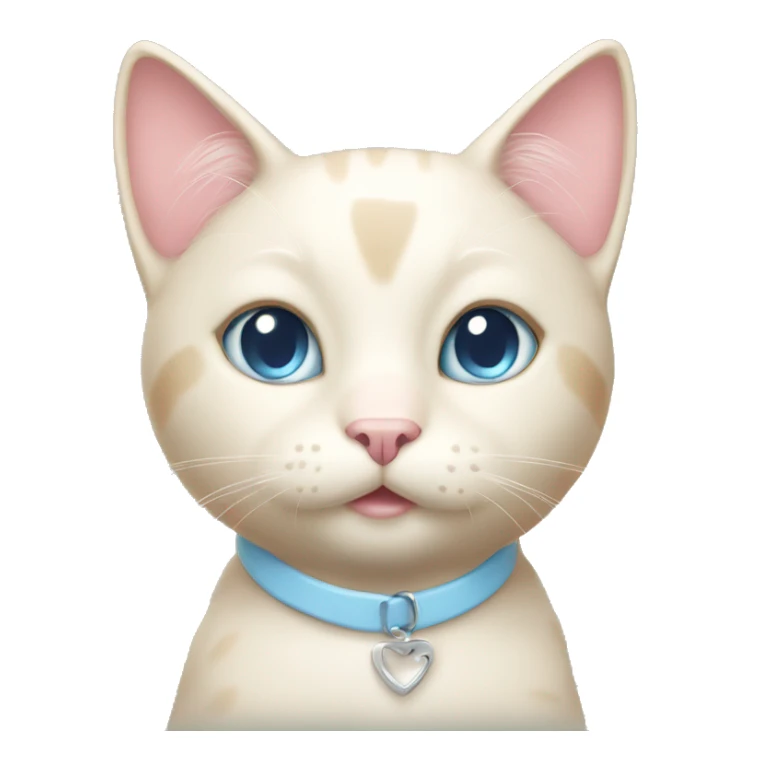 cream cat with light blue eyes and light pink collar sitting sticker
