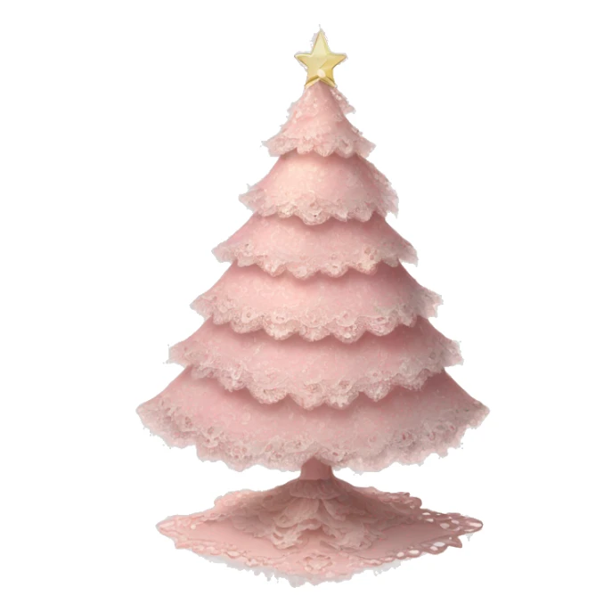vintage rococo light pink christmas tree with lace and frills sticker
