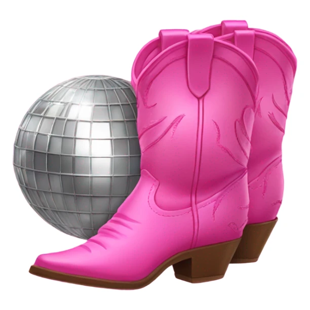 Pink cowgirl boots and a disco ball sticker
