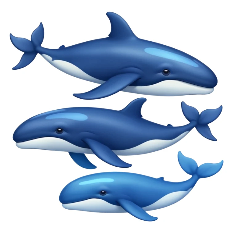 Draw a marine theme with whales for atmospheric and aesthetic stickers. Various shades of blue and a slight glow sticker
