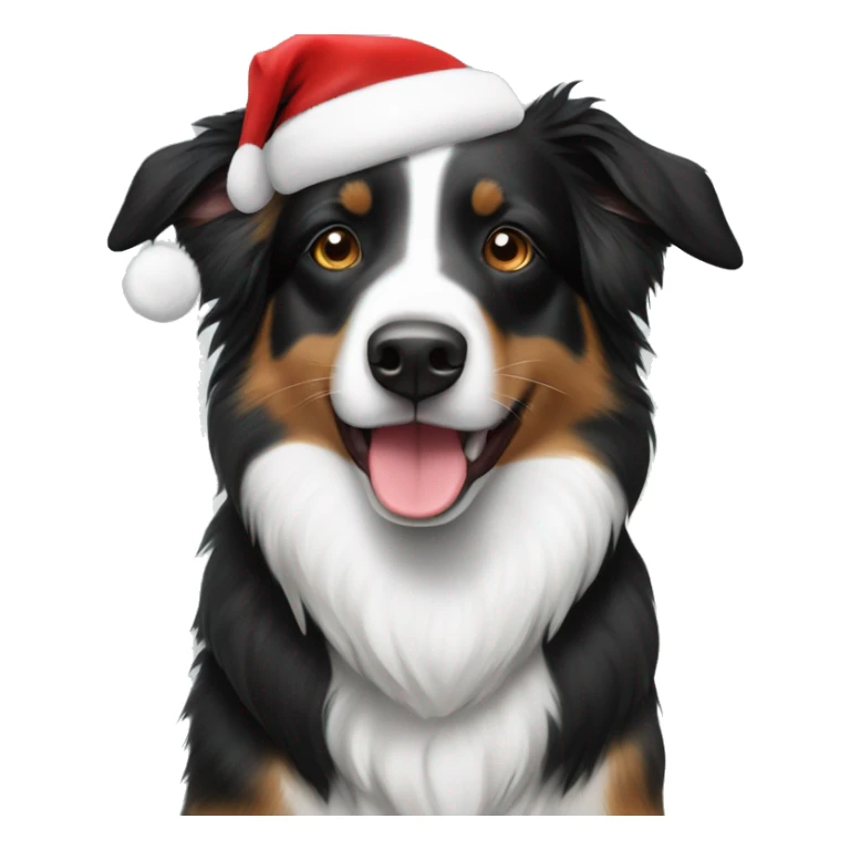 Black and white australian shepherd with santa hat sticker