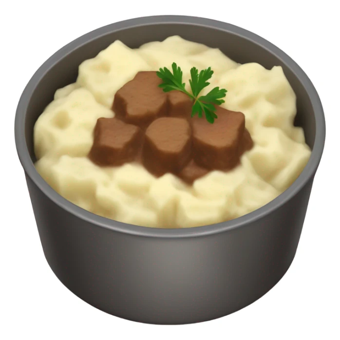 bowl of mashed potatoes beef stew sticker