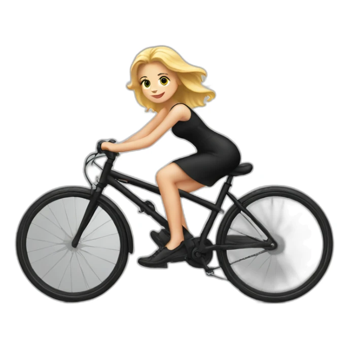 blond girl black dress on a bycicle sticker