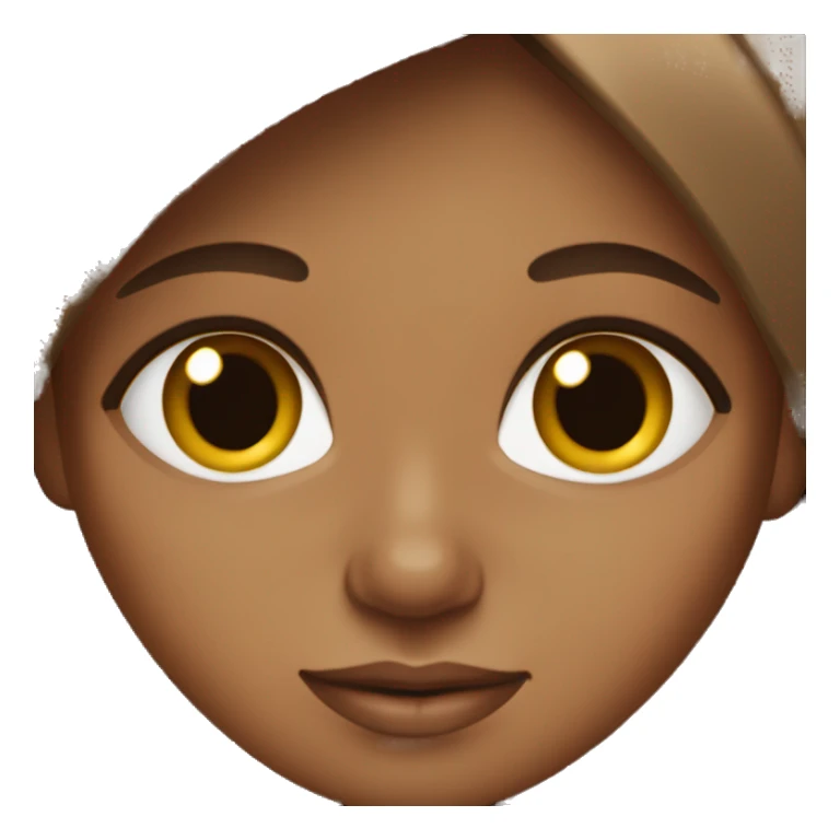 create a brown girl with medium straight hair big almond eyes  sticker