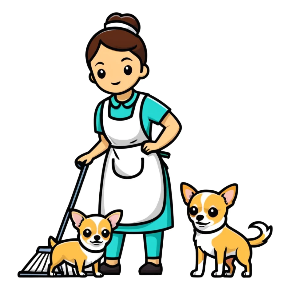 A housekeeper and a chihuahua  sticker