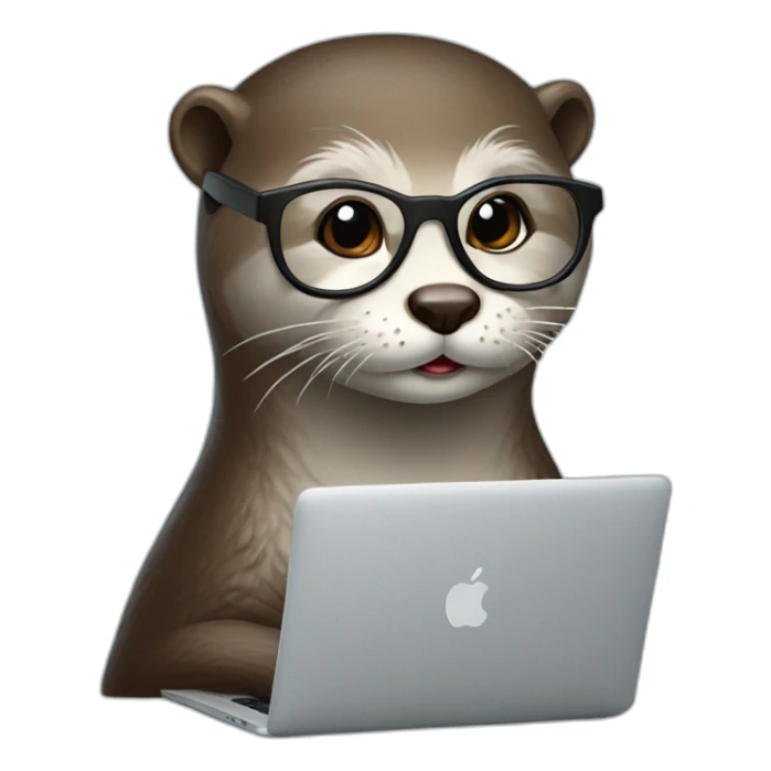 female vet otter with glasses use a macbook sticker