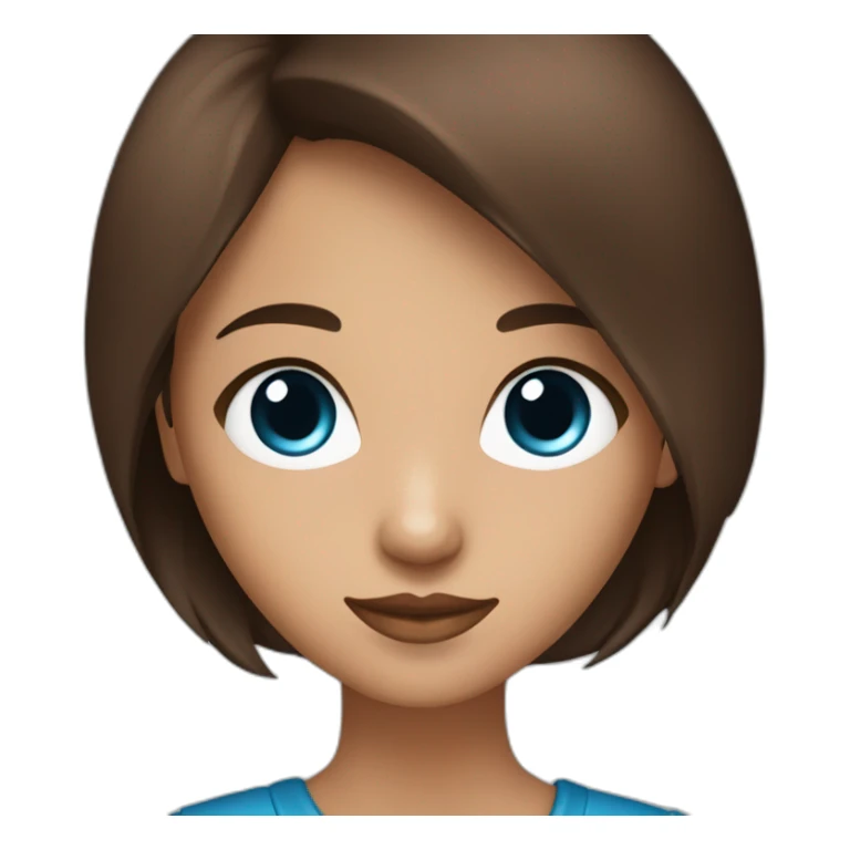 avatar de una chica de ojos azul oscuro y pelo marron largo  sticker
