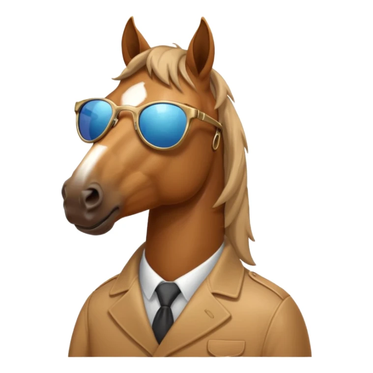A horse is showing off his new sunglasses with a proud expression sticker