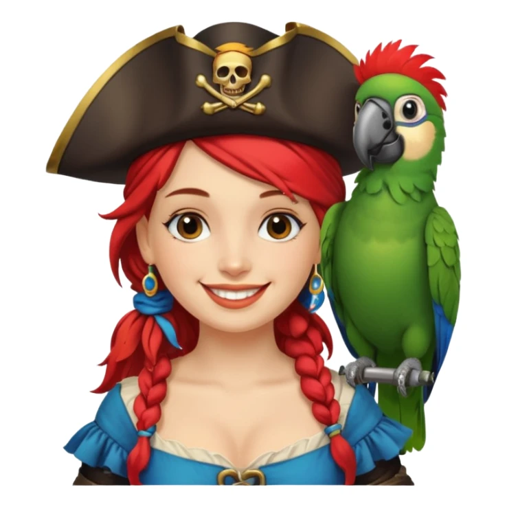 pirate wench with parrot on her shoulder sticker