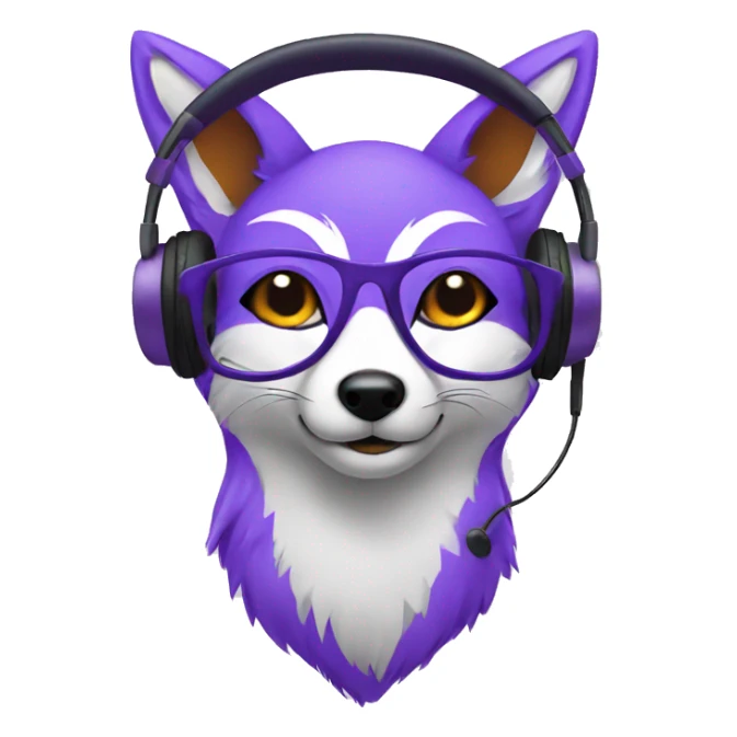 purple fox with glasses and headphone sticker