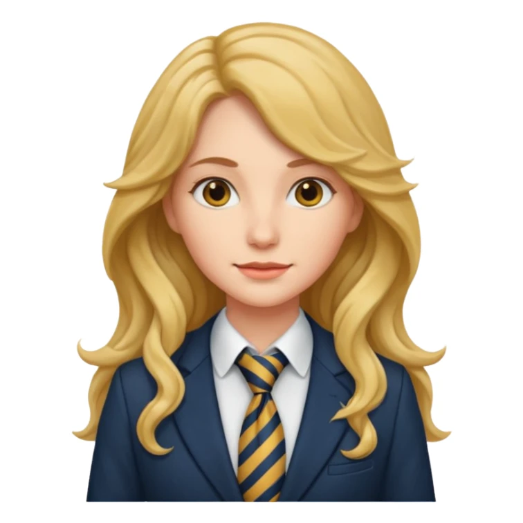 long wavy haired woman with tie and blazer sticker
