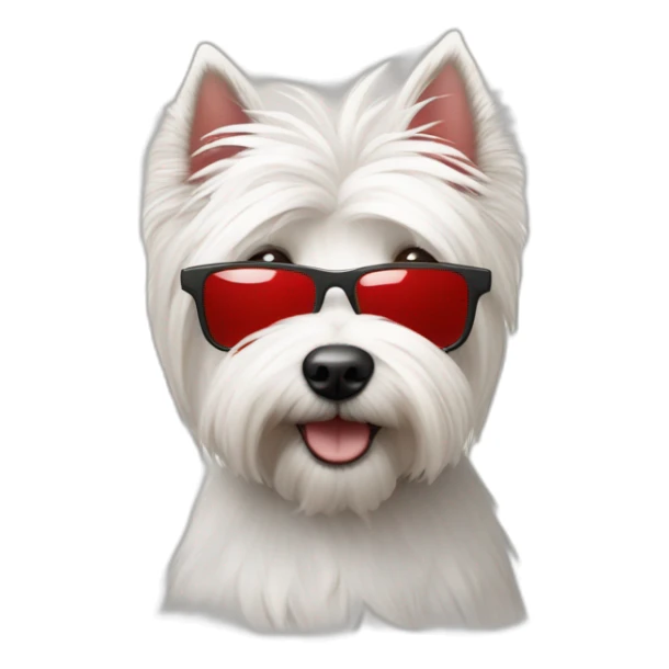 Humano con pelo de punta y gafas rojas y un perro westie sticker