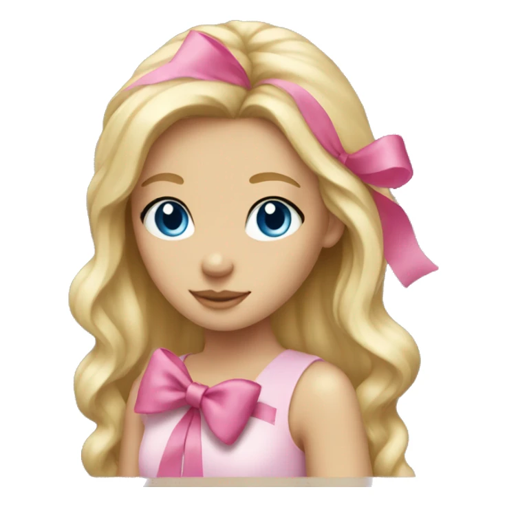 Blonde girl with pink bow blue eyes  sticker