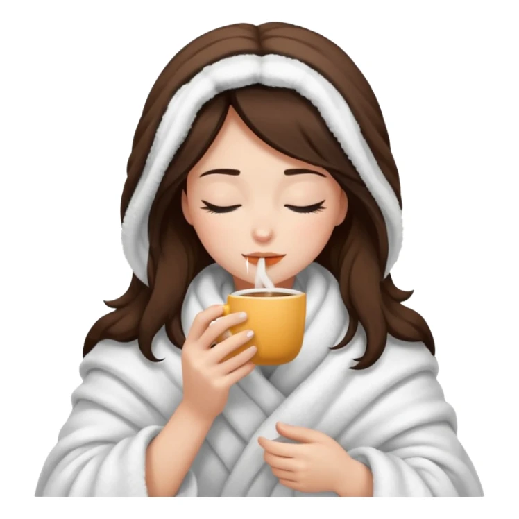 girl inside a blanket sipping coffee eyes closed sticker