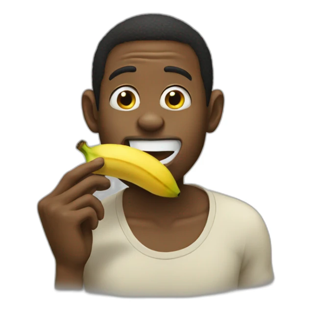 black man eating banana like monkey sticker