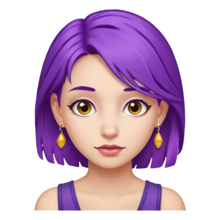 purple hair girl with earrings sticker