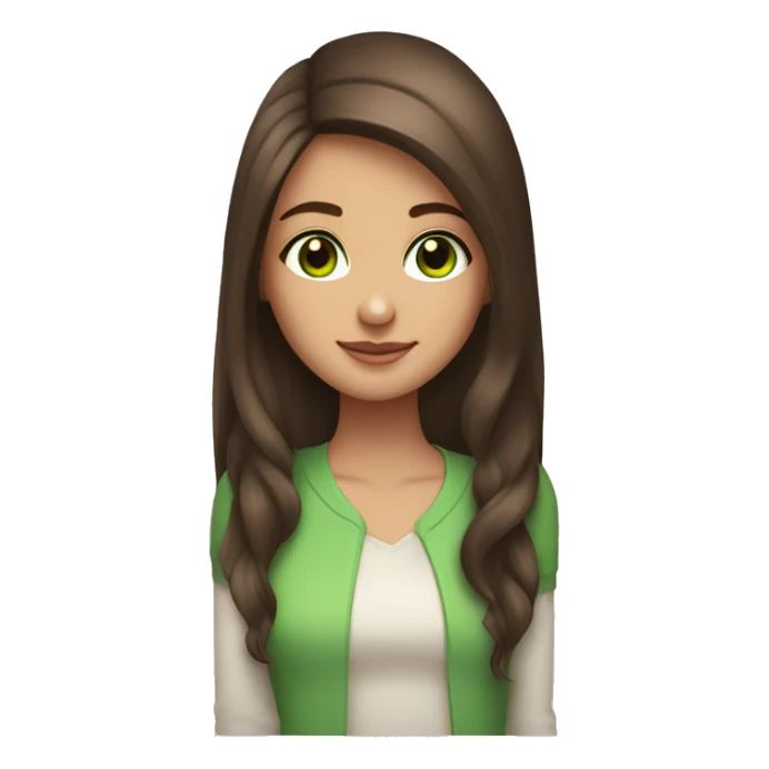 Green eyes and Long hair brunette rosy  girl with brown pincher sticker