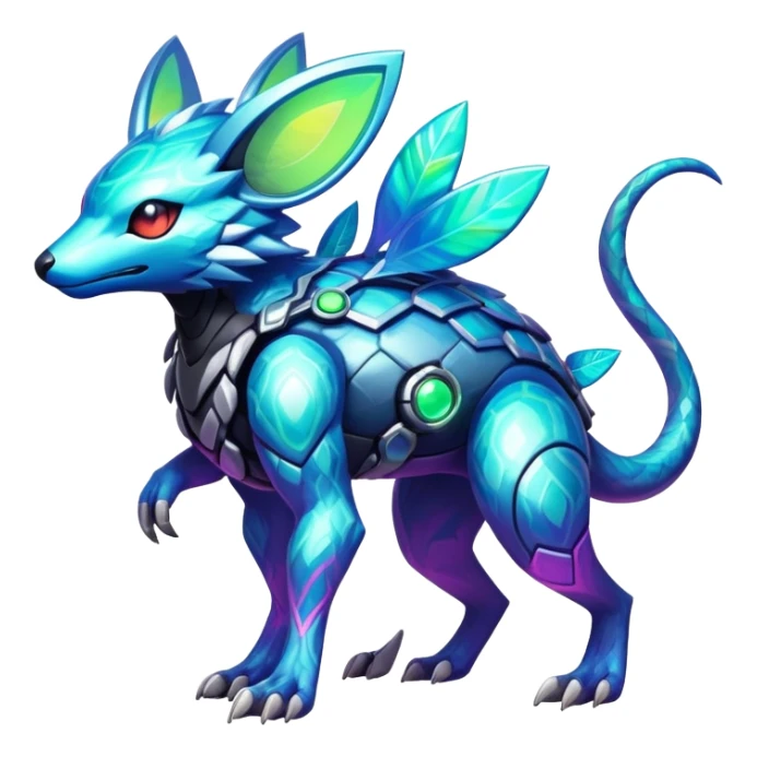  exotic tropical iridescent cyber-Protogen-Fakémon-Pokémon-Vernid-creature sticker