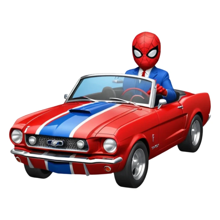 Spider-Man driving a 65 black Mustang fastback sticker