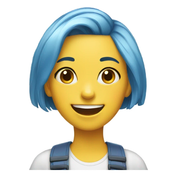 yellow Disney Pixar joy emoji face girl with short blue pixie haircut sticker