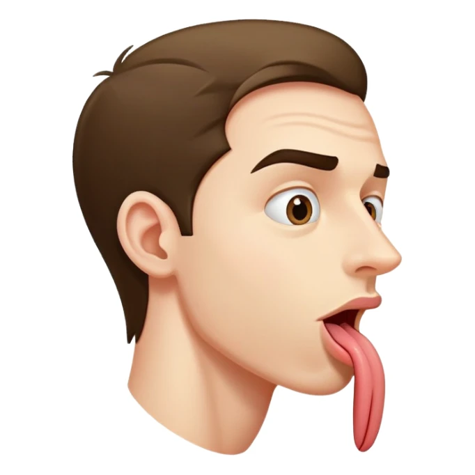 clear side profile of a man sticking his tongue out, complete side view showing the side of face sticker