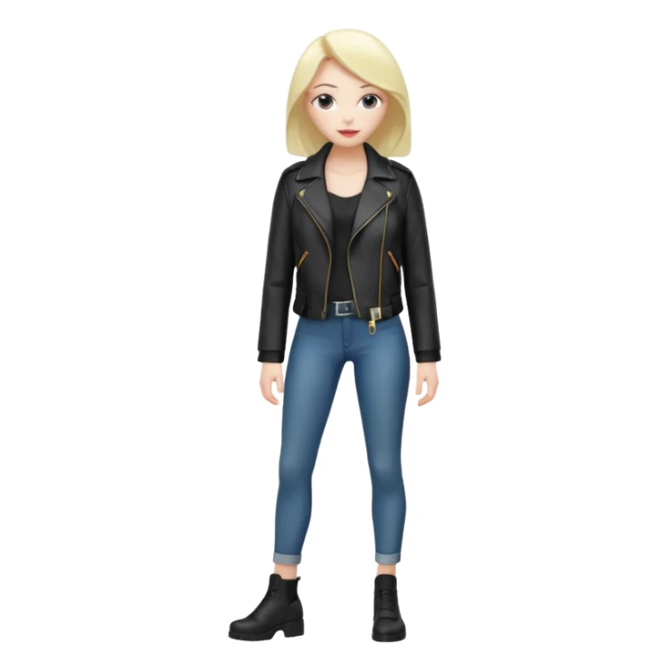 Women in leather jocket, full body, different color sticker