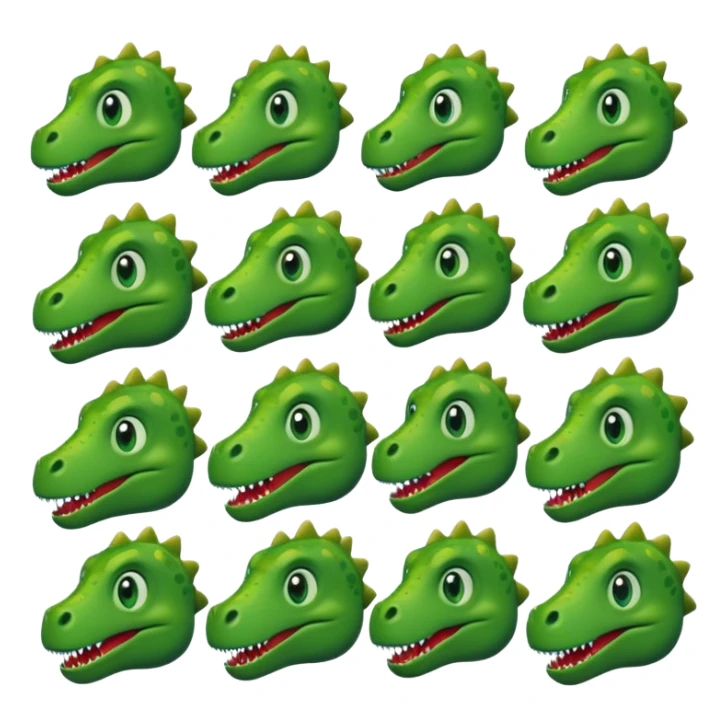 Every reaction of a dinosaur faced emoji sticker