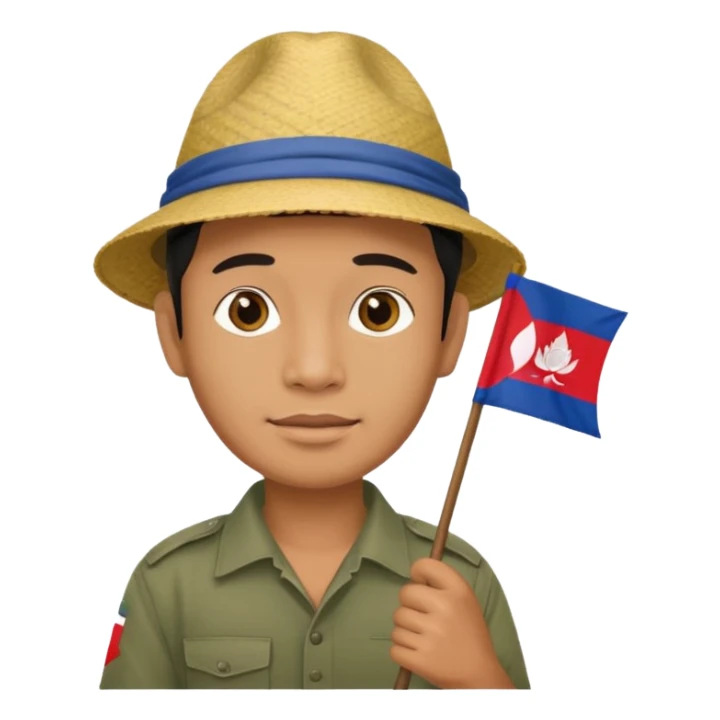 Cambodian man Tourist Guide with small flag in hand sticker