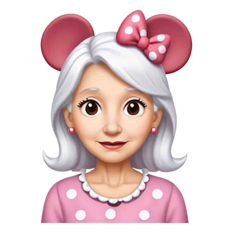 Older woman White hair Minnie mouse ears sticker