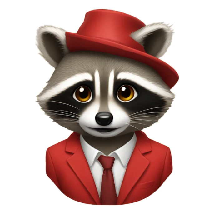 Raccoon wearing a red suit sticker