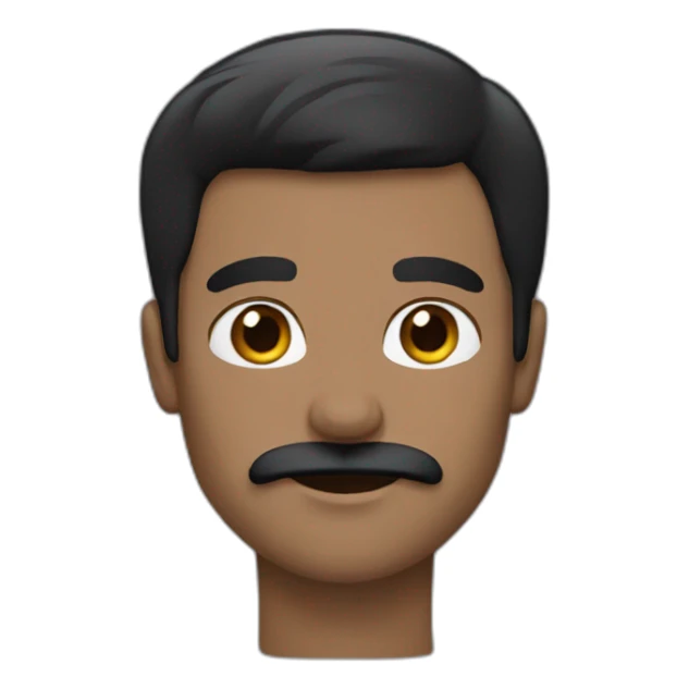 black straight hair guy with modèle black mustache sticker