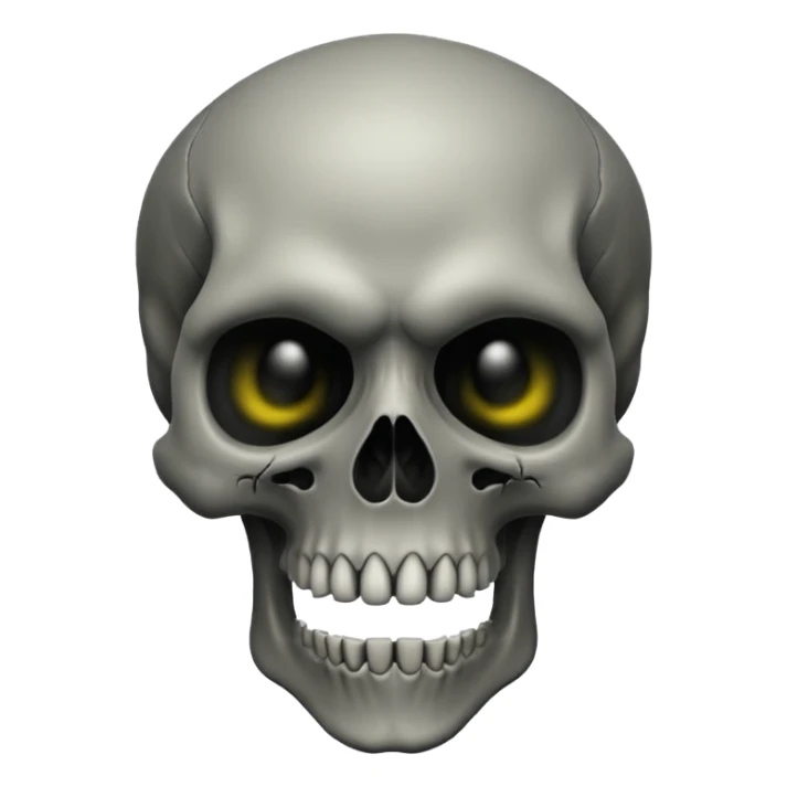 A skull that is dark depressing and under saturated make him creepy and scary but also cursed and his jaw is like uncanny long but not too long that it’s like monster long like impressive human achieveable long sticker