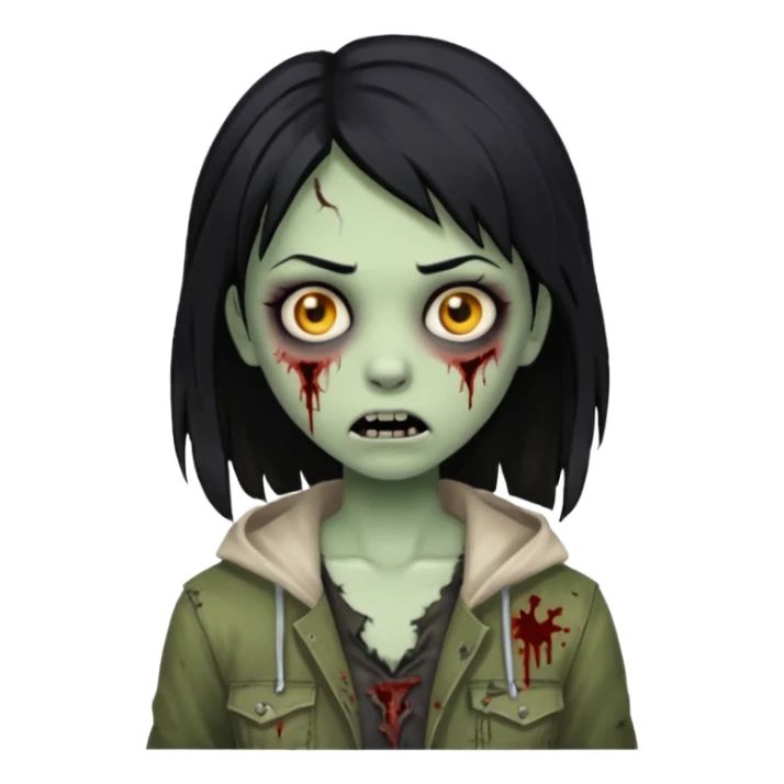girl zombie with black hair sticker