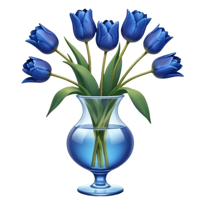 Navy blue tulips in glass vase  sticker