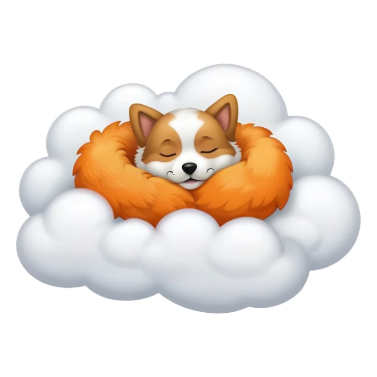 Bague dog with Orange necklace sleeping in cloud sticker