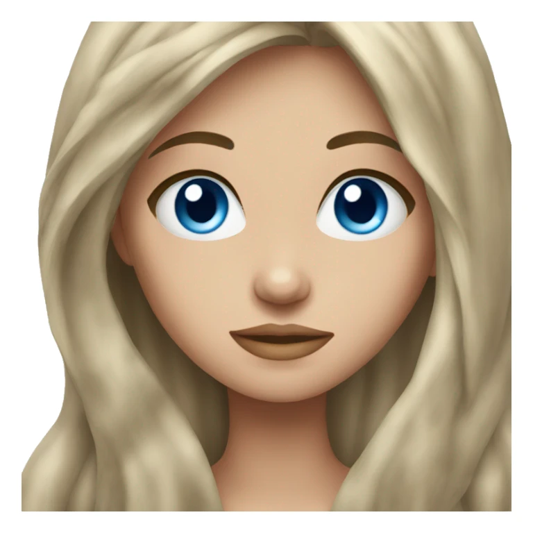 Girl with blue eyes chatain hair long hair  sticker