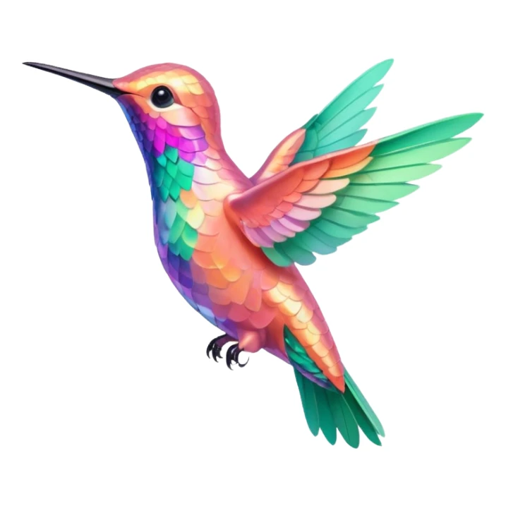 peach pink and mint humming bird, verywarm colours  sticker
