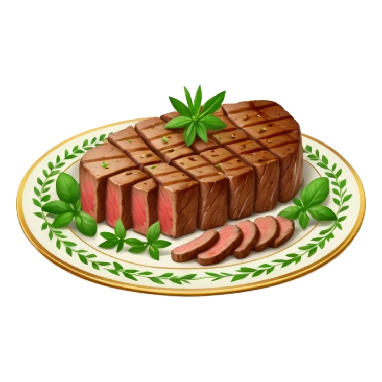 Rare steak slices on fancy plate sticker